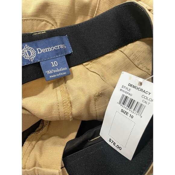 NEW Democracy Size 10 Khaki Beige Pants Wide Leg Ab Solution High Rise - Picture 6 of 9